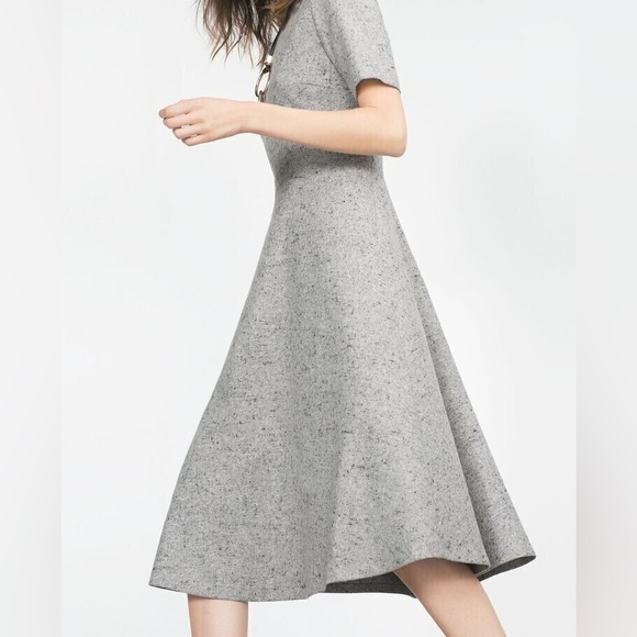Zara wool/cotton grey midi dress size XS - Picture 5 of 5